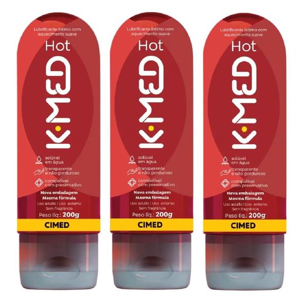 Imagem de K-Med Hot Gel Kit Com 3 Lubrificantes De 200g Cada