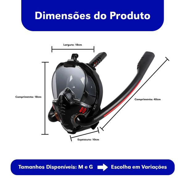 Imagem de K3 Máscara de Mergulho Full Face com Snorkel Duplo M