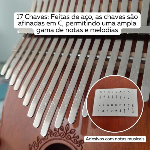 Imagem de Kalimba 17 Chaves Piano Dedo Instrumento Percussão