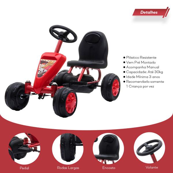 Imagem de Kart Infantil Pedal Divertido Suporta 30kg Cor Vermelho