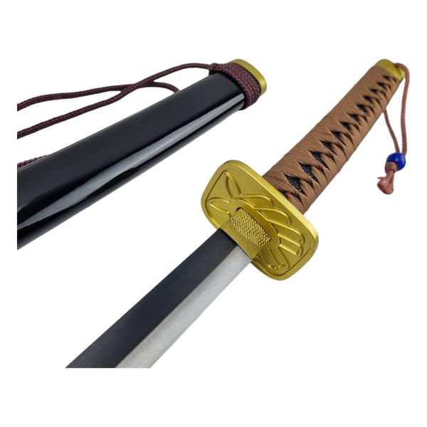 Imagem de Katana Para Exibição Com Tsuba Amarela E Bainha De Madeira