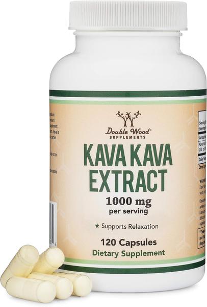 Imagem de Kava Kava suplemento 1,000mg por porção, 120 cápsulas (alta pureza potente 3-5% Kavalactones extrato de raiz) para relaxamento (fabricado nos EUA, vegan seguro) por suplementos de madeira dupla