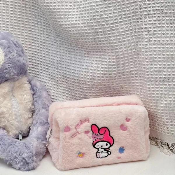 Imagem de Kawaii Sanrio Caixa De Lápis De Pelúcia Grande Capacidade Cinnamoroll Kuromi Minha Melodia Material