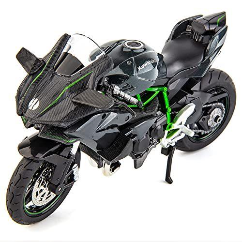 Imagem de Kawasaki Ninja H2R Moto 1:12 Compatível, Suspensão e Roda Livre, Modelo DieCast, Presente Preto