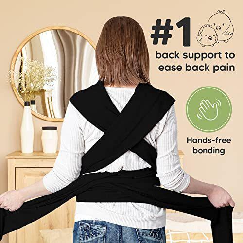 Imagem de KeaBabies Baby Wrap Carrier - All in 1 Original Breathable Baby Sling, Lightweight, Hands Free Baby Carrier Sling, Baby Carrier Wrap, Baby Carriers for Newborn, Baby Wraps Carrier (Trendy Black)