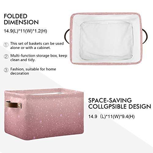 Imagem de KeepREAL Rose Gold Sequins Storage Basket Bin, Large Cube Storage Box Canvas Collapsible Storage Organizer for Home Office Closet, Presentes do Dia dos Namorados - 15 L x 11 W x 9,5 H,2PCS