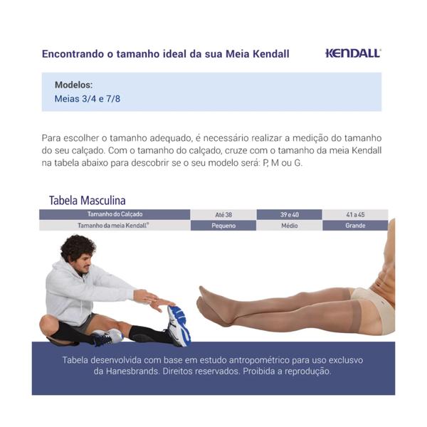 Imagem de Kendall Meia Curta 3-4 Masculino 18-21 Mmhg Média Compressão com Ponteira 