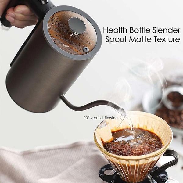 Imagem de Kettle Tea Coffee Pot Slender Spout Matte Texture Inoxidless steel Chaleira LED Lâmpada de aquecimento 600ml Chaleiras Elétricas