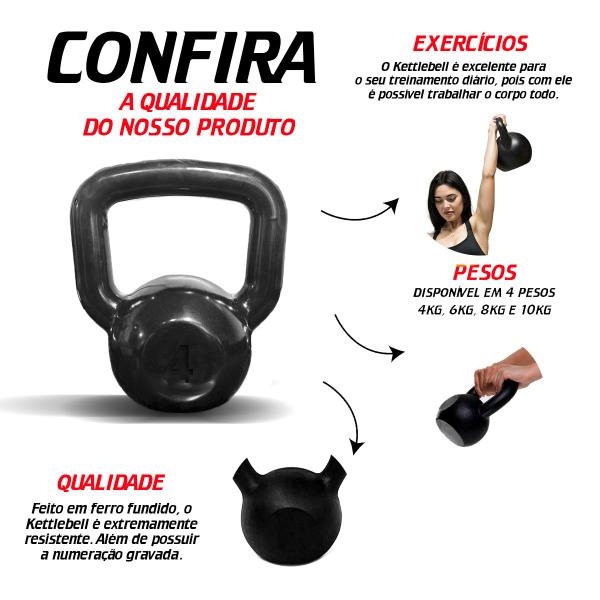 Kettlebell 4Kg Pintado Para Academia Treino Funcional Musculação Peso Em Ferro Para exercício funcional - Diamond Fit Imagem de Kettlebell 4Kg Pintado Para Academia Treino Funcional Musculação Peso Em Ferro Para exercício funcional