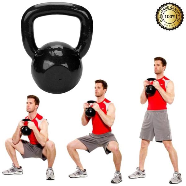 Imagem de Kettlebell De Ferro Revestido 12 Kg Para Musculação Em Casa