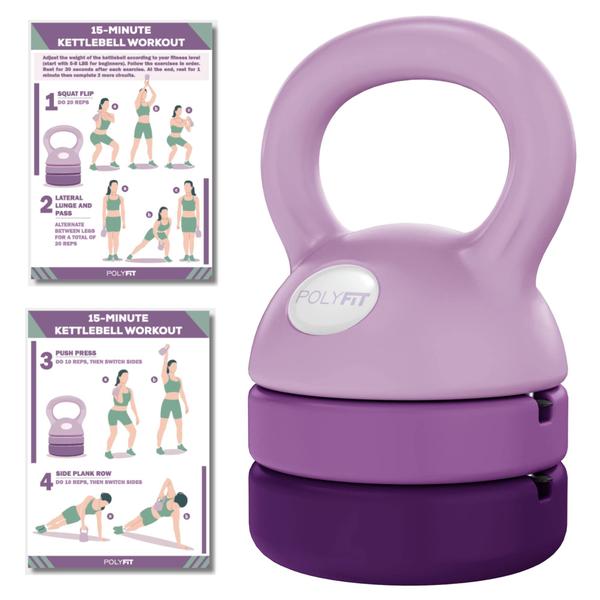 Imagem de Kettlebell Polyfit ajustável para mulheres 2,3 kg, 3,6 kg, 5,4 kg