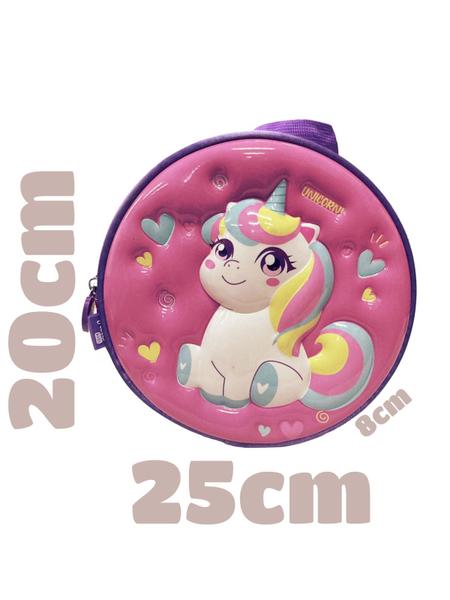 Imagem de Ki Mochila Infantil Unicornio Rosa  c/ Rodinha 14 Escolar Completo