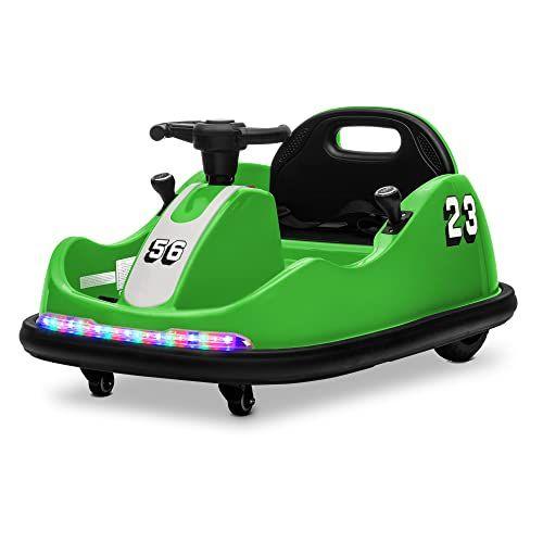 Imagem de Kidzone 12V 2 Modo de Condução (Volante / Joystick) Passeio no Bumper Car para Crianças e Crianças 1.5 - 6 Anos de Idade DIY Adesivo Bebê Bumping Toy Gifts W / Controle Remoto Luzes LED, Bluetooth & 360 Degree Spin