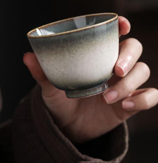 Imagem de Kiln Baked Teacup Temmoku Glaze Escovado Siyao Change Master Cup Chá Kung Fu Xícara de Chá Xícaras