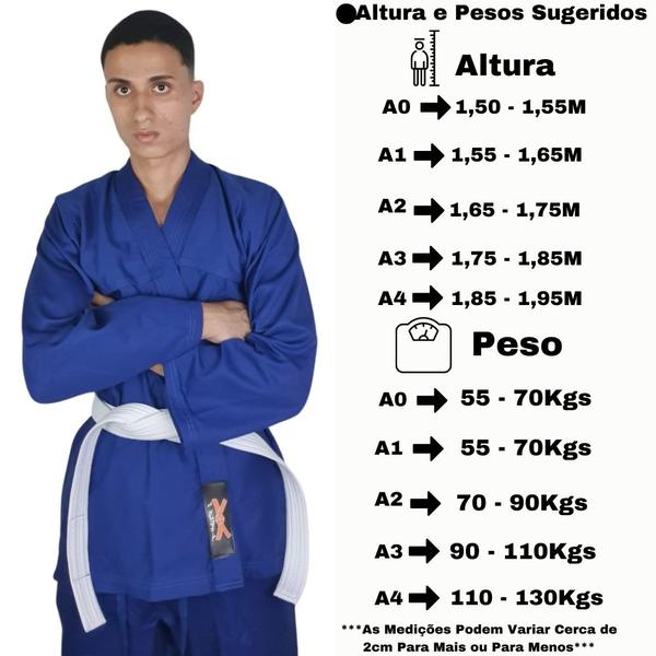 Imagem de Kimono Jiu-Jitsu Judô Adulto Reforçado Azul 1 Fit