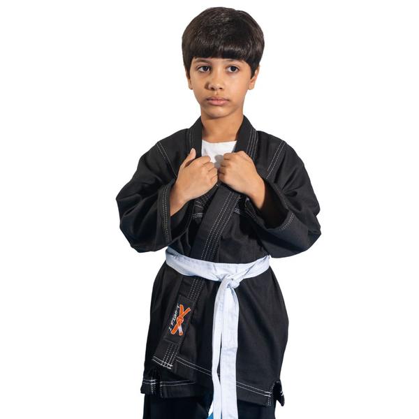 Imagem de Kimono Jiu-Jitsu Judô Infantil Preto 1 Fit