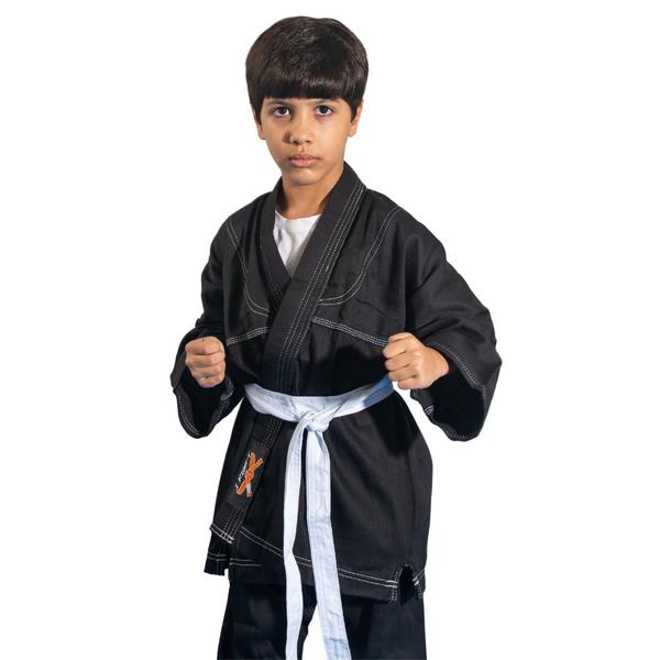 Imagem de Kimono Jiu-Jitsu Judô Infantil Preto 1 Fit