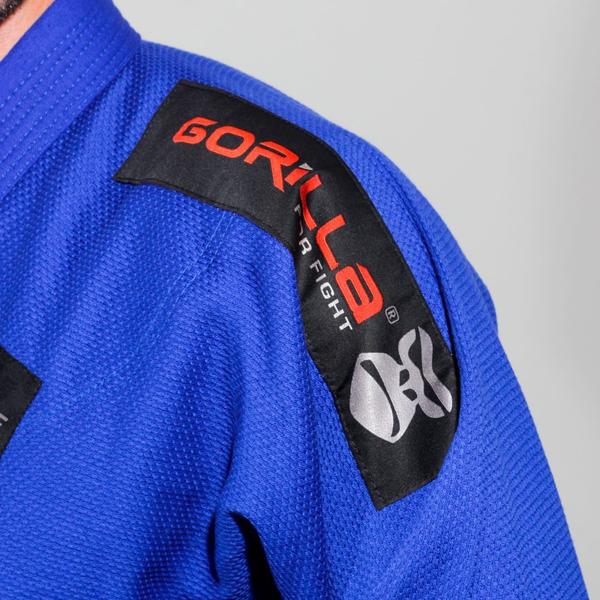 Imagem de Kimono Jiu-jitsu Masculino Competidor Competição Profissional Adulto Trançado Preto Azul Branco Gorilla