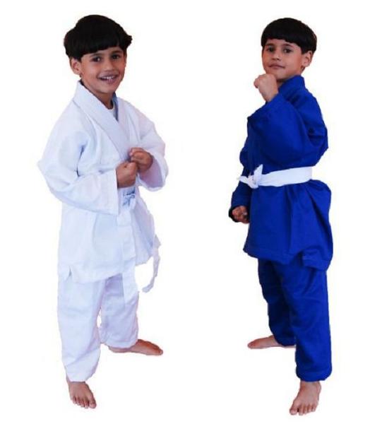 Imagem de Kimono reforçado com faixa branca judô jiu jitsu infantil branco