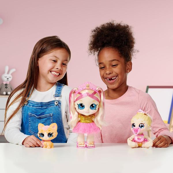 Imagem de Kindi Kids Perfumadas Irmãs Pawsome Royal Family - Pré-Escola 10" Play Doll: Tiara Sparkles, 6.5" Baby Kindi: Teenie Tiara, e Kindi Pet: Prince Purrfection