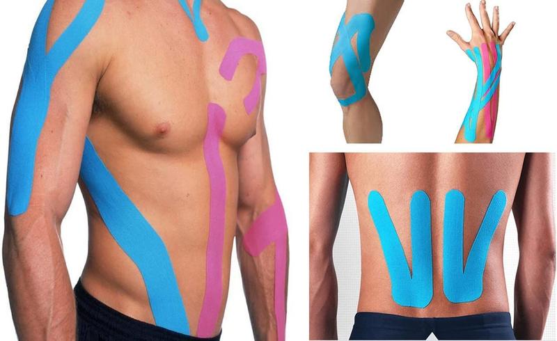 Imagem de Kinesio Tape Fita Bandagem Elástica Adesiva Rolo 5cm x 5m Funcional Fisioterapia Muscular Esporte Musculação AZUL