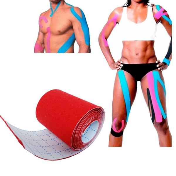 Kinesio Taping Faixa Elástica Cola Na Pele Para Praticar Esportes Alto Desempenho - 5cm X 3 Metros Vermelha - Vitaltape Imagem de Kinesio Taping Faixa Elástica Cola Na Pele Para Praticar Esportes Alto Desempenho - 5cm X 3 Metros Vermelha