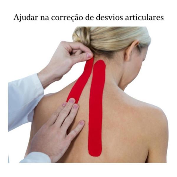 Imagem de Kinesio Taping Faixa Elástica Cola Na Pele Para Praticar Esportes Alto Desempenho - 5cm X 3 Metros Vermelha