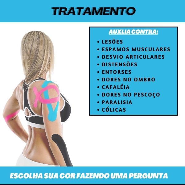 Imagem de Kinesio Taping Fita Adesiva Bandagem Fisioterapia Suporte Muscular Alivio de Dores