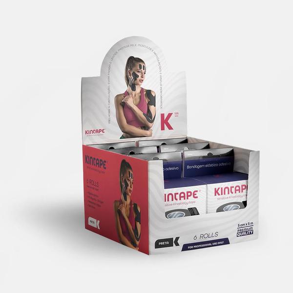 Kintape Sensitive Taping Box 6 Rolos - Basic Preto - Kintape Imagem de Kintape Sensitive Taping Box 6 Rolos - Basic Preto