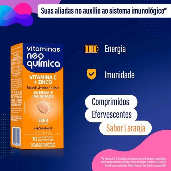 Imagem de Kir 4x Vitamina C+Zinco  10 Cpr Efervescentes  Neo Quimica