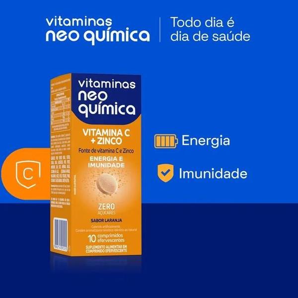 Imagem de Kir 4x Vitamina C+Zinco  10 Cpr Efervescentes  Neo Quimica