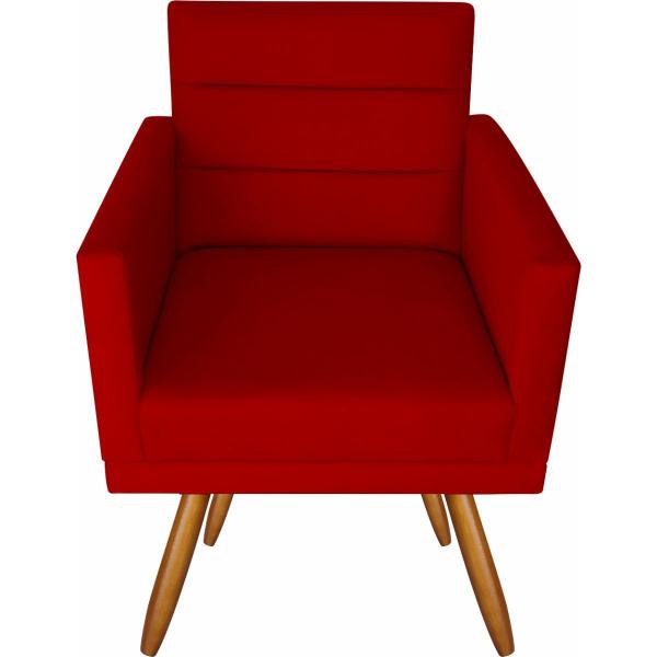 Imagem de Kit 01 Poltrona Luxo Decorativa Nina E Puff Suede Vermelho