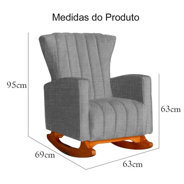 Imagem de Kit 01 Poltrona Melinda Balanço e 01 Puff Jade Luxo Linho Cores - DS Estofados