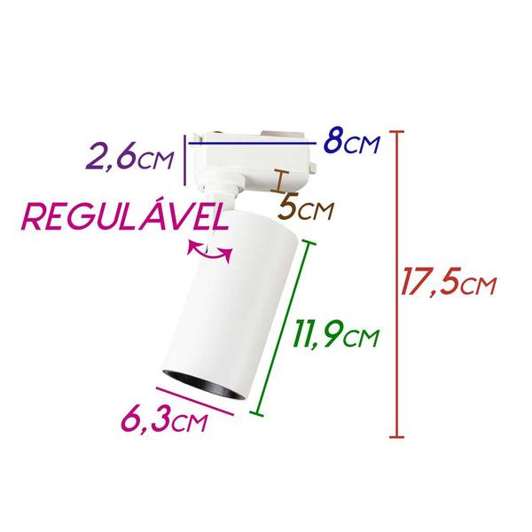 Imagem de Kit 01 Trilho Eletrificado 1m + 3 Spots Branco 12W Branco Frio ST1924