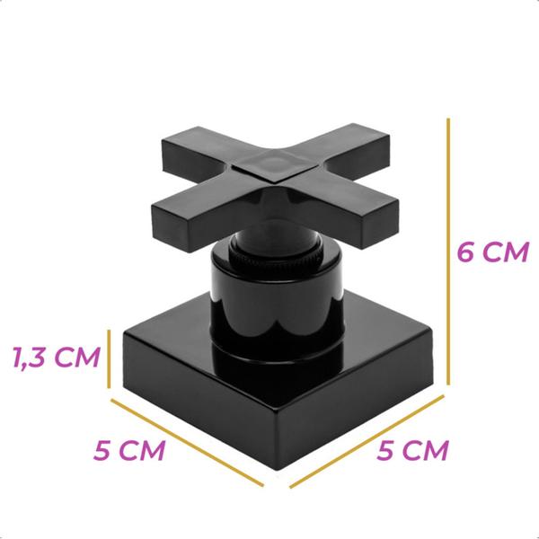 Imagem de Kit 02 Acabamento Cruzeta Cruz Preto 1/2 3/4 e 1 para Registro Padrão Docol