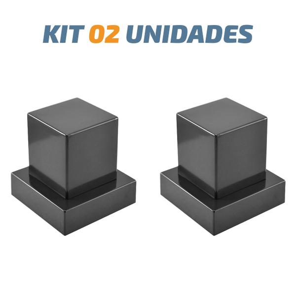 Imagem de Kit 02 Acabamento Quadrado Preto Registro Pressão Deca