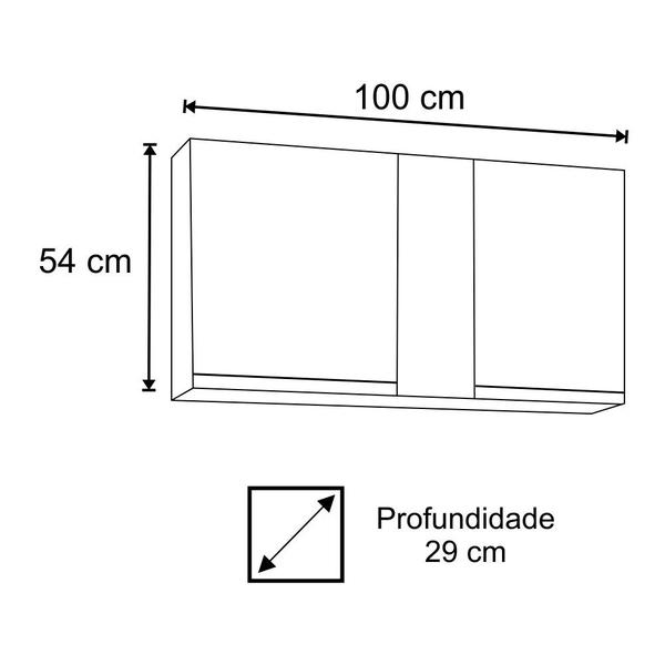 Imagem de Kit 02 Armários Aéreo de Cozinha Lavanderia 02 Portas Agata 100 cm - D'Rossi