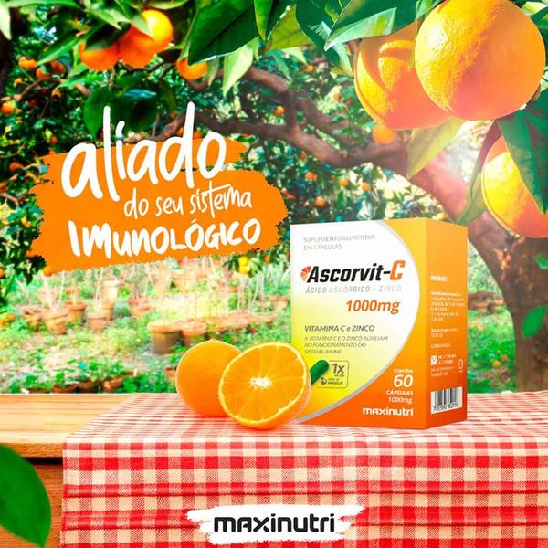 Imagem de Kit 02 AscorVit Vitamina C + Zinco 60 Cápsulas Maxinutri