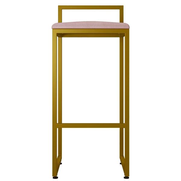 Imagem de Kit 02 Banquetas Altas Para Cozinha Sala De Jantar Hanna L02 Dourado Suede Rosê - Lyam Decor