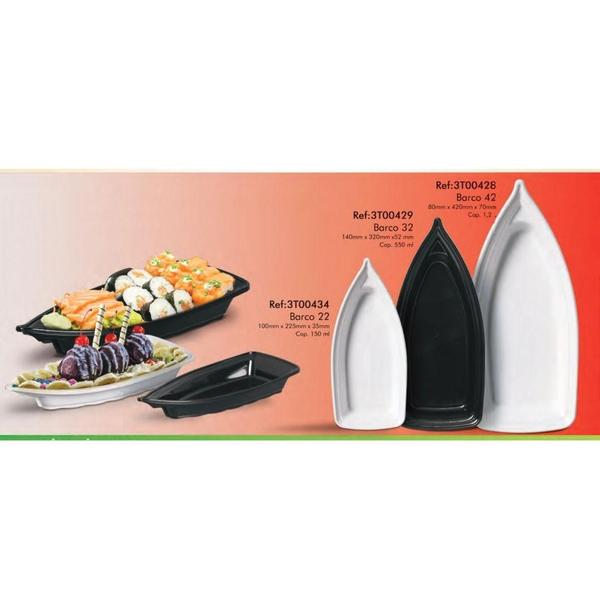 Imagem de Kit 02 Barca Barco Para Açaí Sushi Sashimi Bandeja 32 Preto