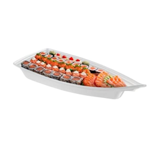 Imagem de Kit 02 Barca Barco Para Açaí Sushi Sashimi Bandeja 42 Branco