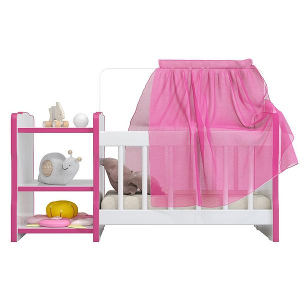 Imagem de Kit 02 Berços Para Boneca Cristal Ursinho C02 Brinquedo Infantil Branco Rosa - Lyam Decor