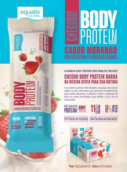 Imagem de Kit 02 Body Protein Barras - 9 Unidades Sabor Morango Equaliv