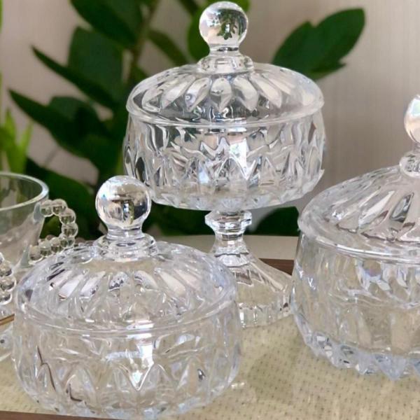 Kit 02 bomboniere potiche decorativo cristal c/ pe louise wolff Imagem de Kit 02 bomboniere potiche decorativo cristal c/ pe louise wolff