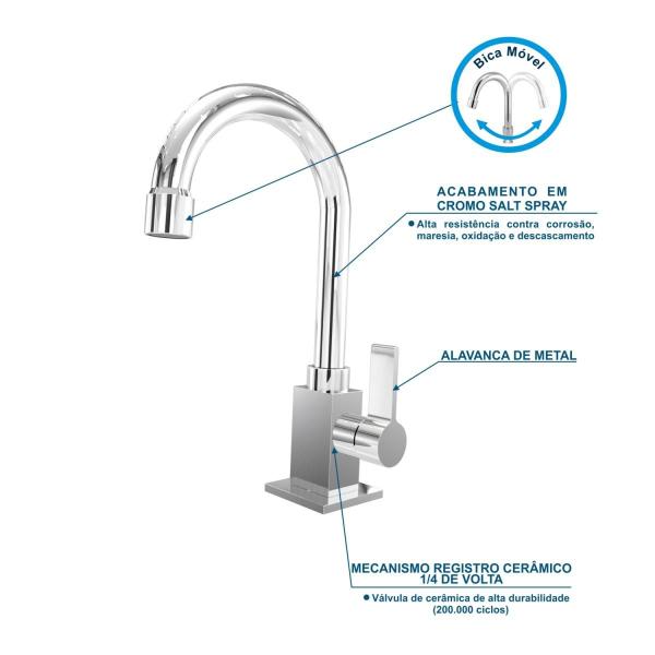 Imagem de Kit 02 C/Torneira Classic 1195 C70 1/4 volta Bica Móvel