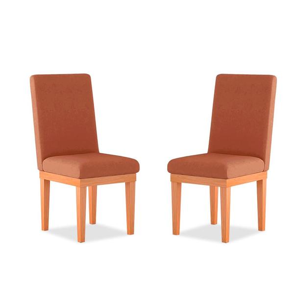 Imagem de Kit 02 Cadeiras Alice Para Mesa de Jantar Suede Terracota - Madeira Prima Deccor