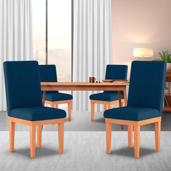 Imagem de Kit 02 Cadeiras Alice Reforçada Linho Azul - Madeira Prima Deccor