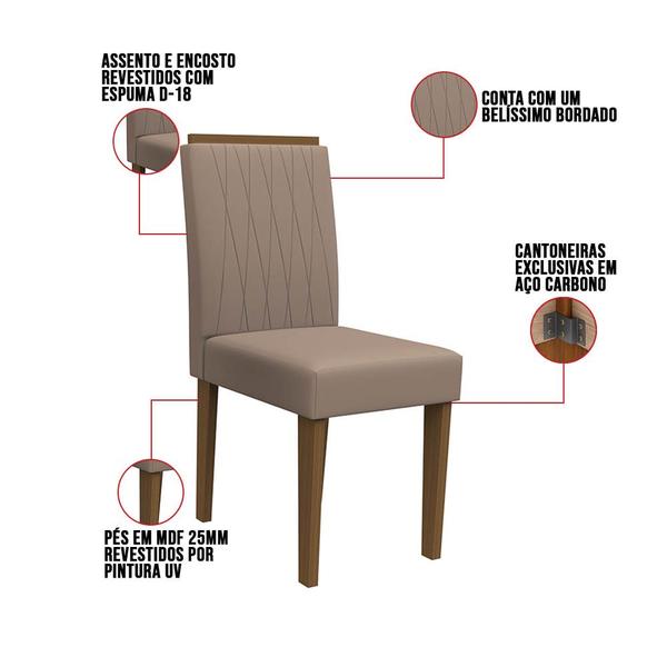 Imagem de Kit 02 Cadeiras de Jantar Analu Camurça Marrom LUX Pés Imbuia - D'Rossi