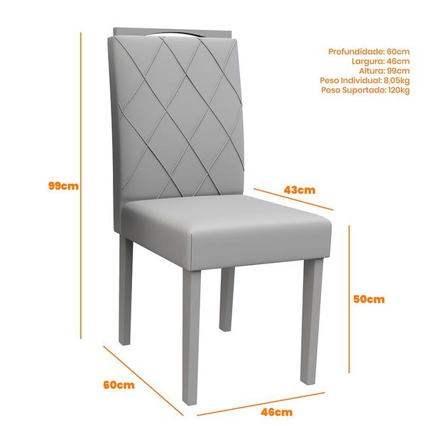 Imagem de Kit 02 Cadeiras de Jantar Cecília Linho Cinza LN03 Pés Ypê - D'Rossi