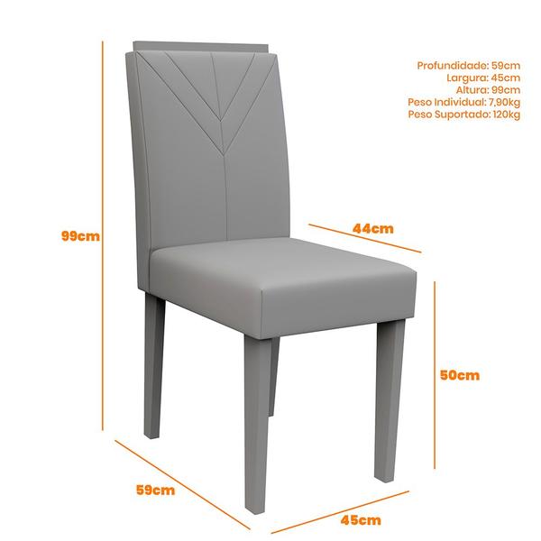 Imagem de Kit 02 Cadeiras de Jantar Júlia Linho Cinza LN02 Pés Ypê - D'Rossi